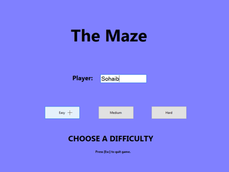 Maze game intro screen